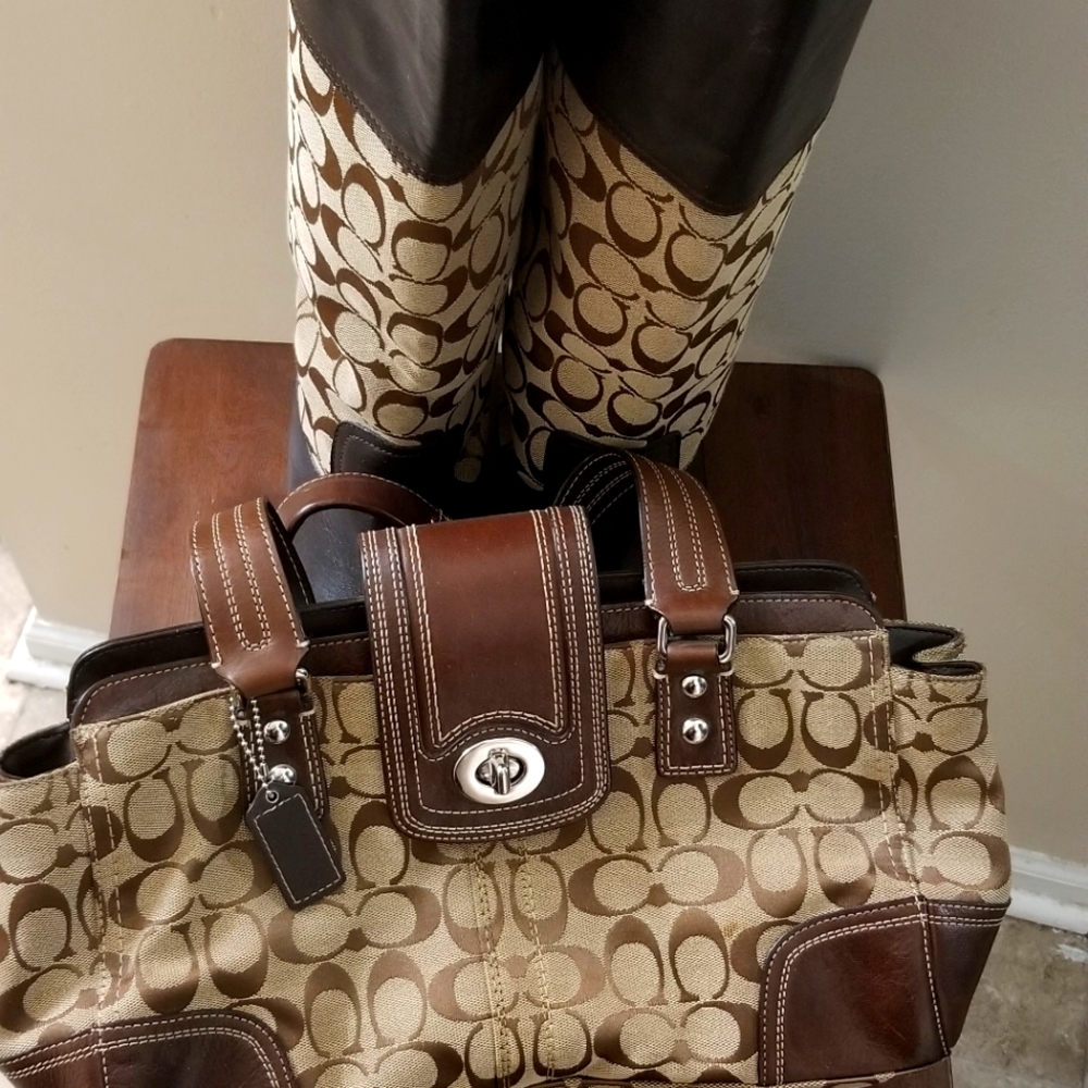 Vintage Coach Riding Boots and Handbag